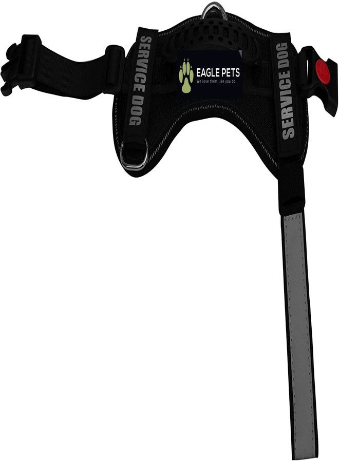 Eagle Pets Service Dog Harness, No-Pull Reflective Dog Vest, Breathable Adjustable Pet Harness with Handle for Outdoor Walking -No More Pulling Tugging, Choking (Black, Large (65-88cm)) - Image 2